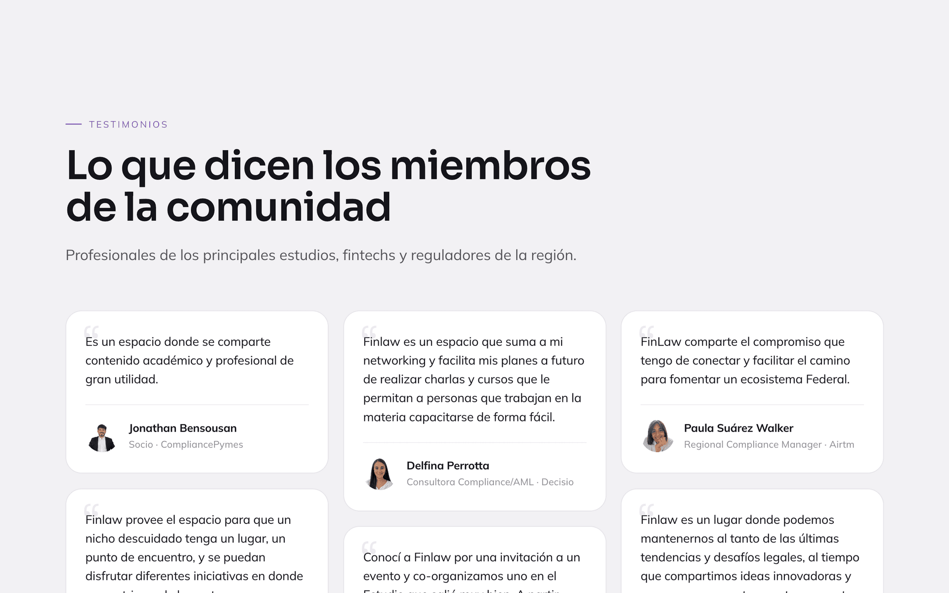 FinLaw — Testimonials grid
